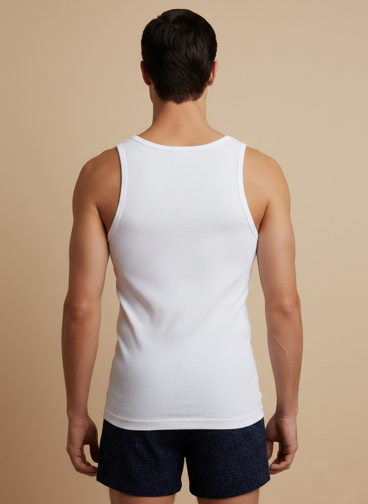 Benetton Men’s 100% Cotton Vest 01C3vest0a01i | Soft Breathable Innerwear