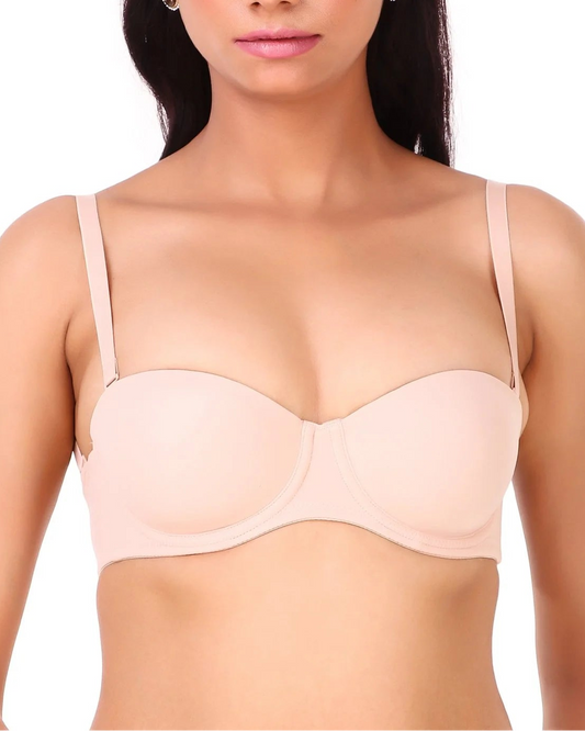 Triumph 122/483 Invisible Wired Half Padded Detachable Backless Party Bra for Strapless, Low-Back & Occasion Wear Neutral Beige