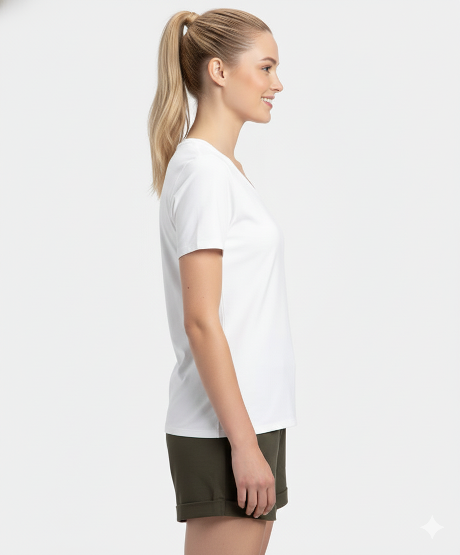 Jockey Women’s V-Neck Tee | Soft Cotton Athleisure T-Shirt | Everyday Comfort Wear | 1359