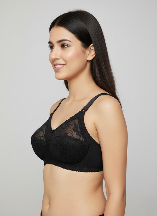 Triumph 20/319 Doreen Minimizer Full Figure Support Non-Padded Non-Wired Bra for Maximum Comfort & Firm Hold Black