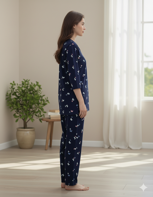 Fablush Women’s PJ Set Nightwear | Butterfly Print | Ev15101