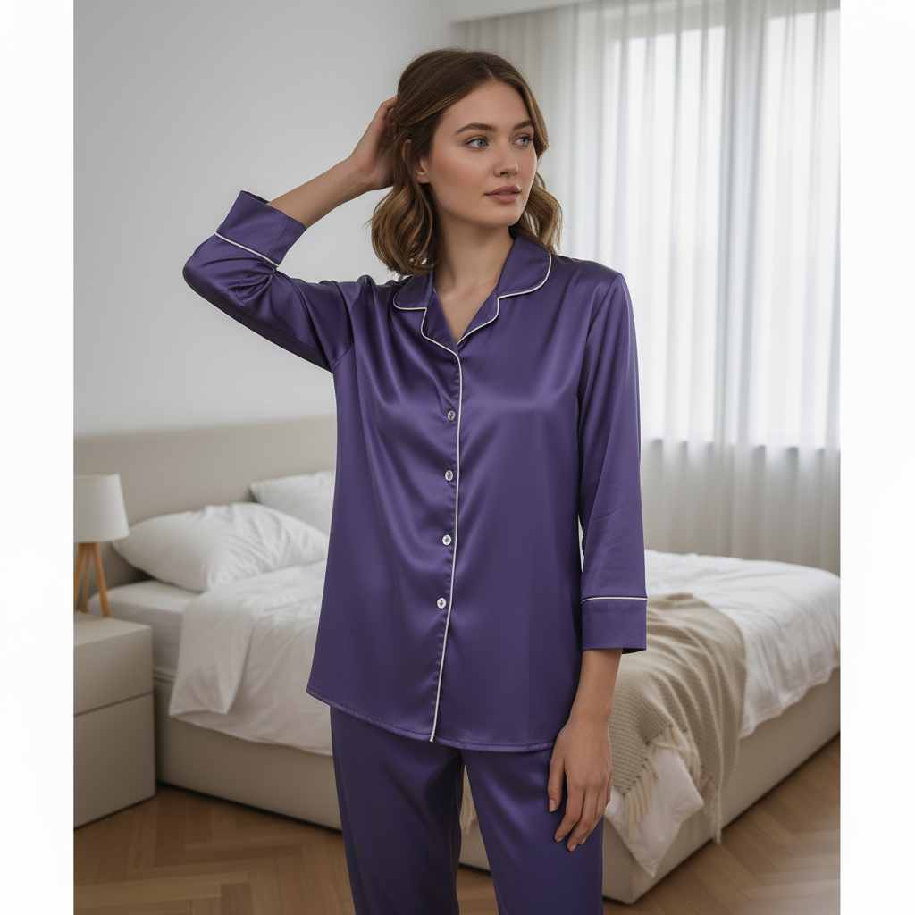 Fablush Women's Satin Nightsuit Bridal Nightwear | Luxe Satin | EV501
