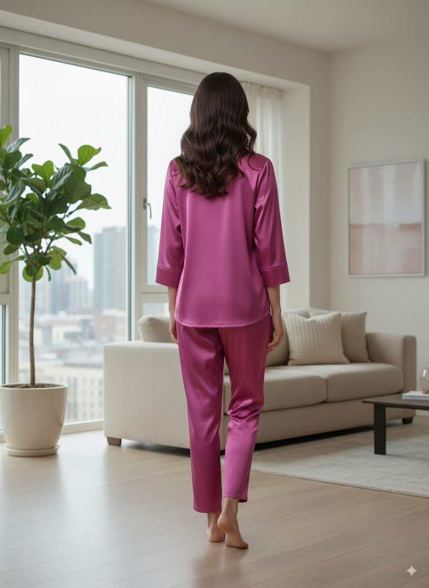 Fablush Women's Set of 3 Bridal Nightwear | Luxe Satin | EV504