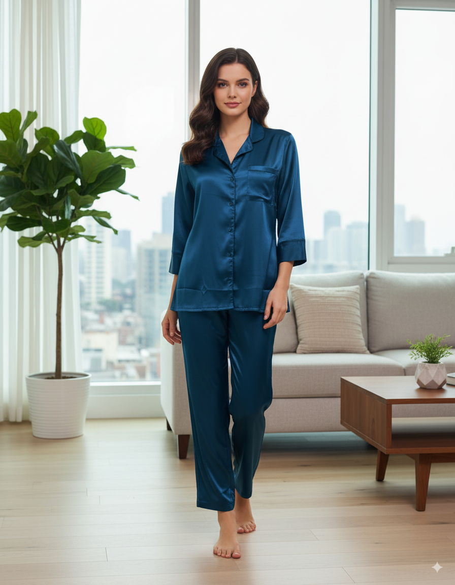Fablush Women's Set of 3 Bridal Nightwear | Luxe Satin | EV504