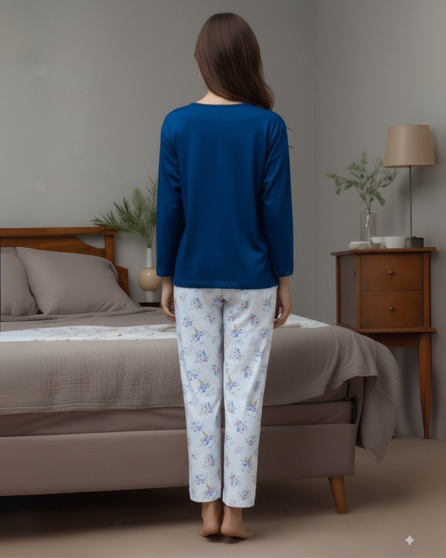 Fablush Womens Pj Set Full Sleeves Nightwear | 100 % Cotton & Luxe Satin Lycra | Fb14119