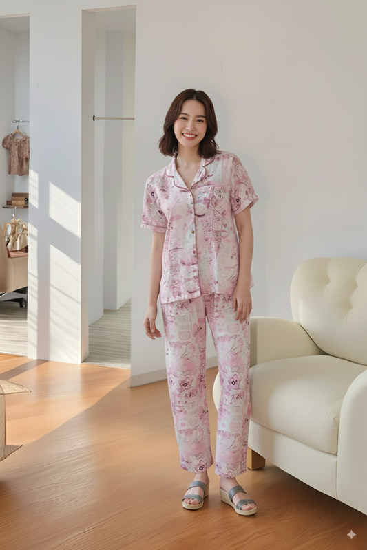 Fablush Women's Front Open Nightsuit | 100% Rayon | FB17018