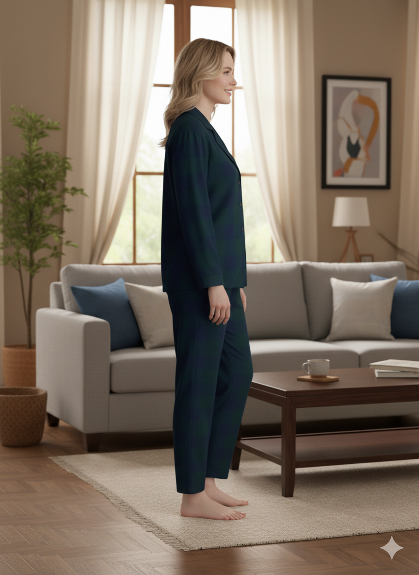 Fablush Women’s Front Open Full Sleeves Nightsuit Set | 100% Cotton | Fb17119