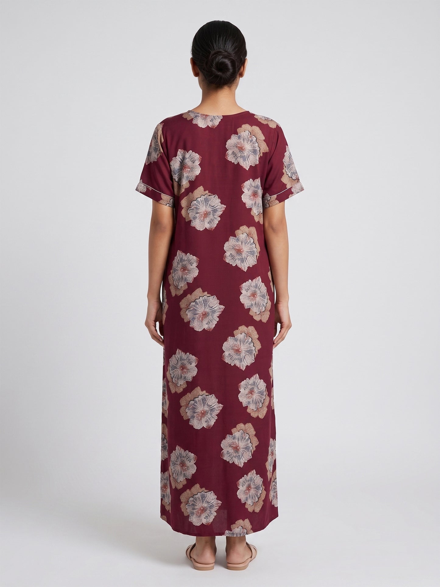 Fablush Women’s Cotton Rich Nighty | Soft Breathable Lounge & Sleepwear | FB18020 Maroon