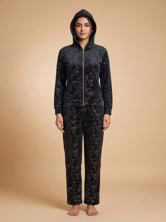 Fablush Women's Tracksuit Nightwear Set | Fb30003 Black