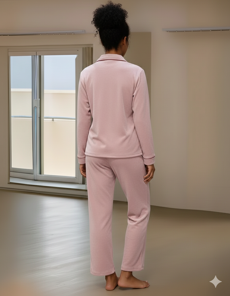 Fablush Front Open Full Sleeves Nightsuit Women's Nightwear Set | Fb37002