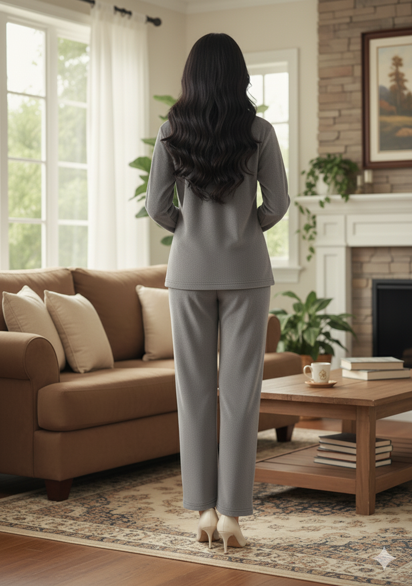 Fablush Front Open Full Sleeves Nightsuit Women's Nightwear Set | Fb37002