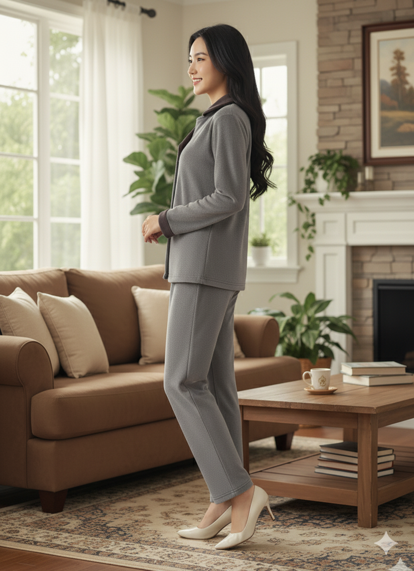 Fablush Front Open Full Sleeves Nightsuit Women's Nightwear Set | Fb37002