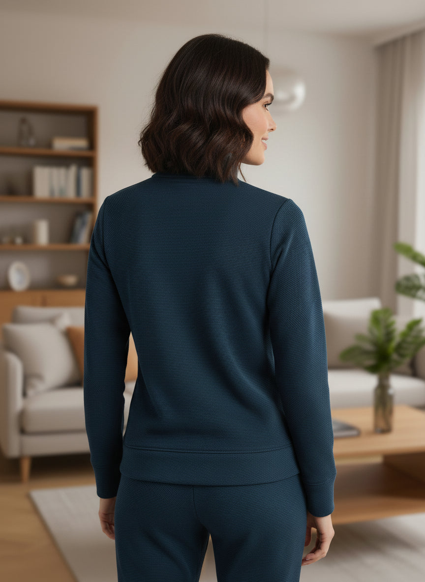 Fablush Women’s Athleisure Jacket | Bonded Jacquard Winter Wear | FB617