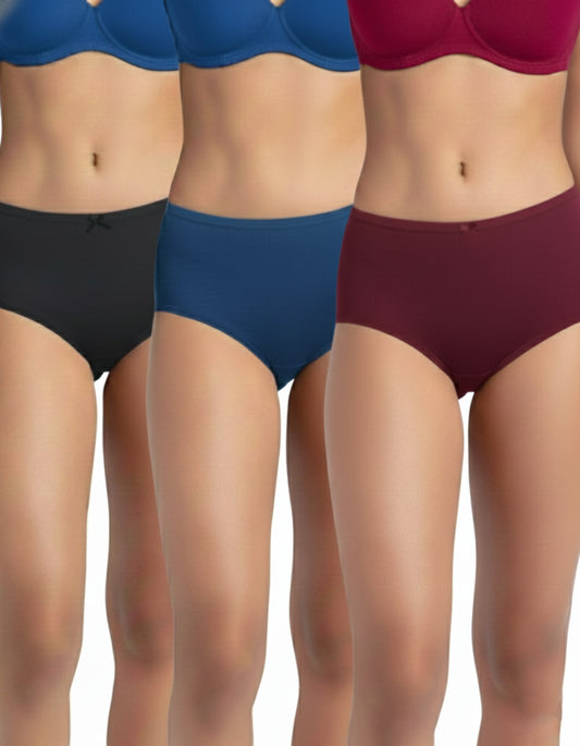 Fablush Women’s Full Brief Panty Pack | Inner Elastic | Micro Modal Lycra Comfort | FBFM01