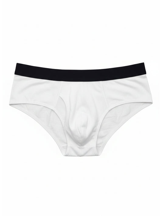 Benetton Men’s 100% Cotton Brief 01C3096ula02i Pack of 2 | Soft Breathable Everyday Underwear White Grey Melange