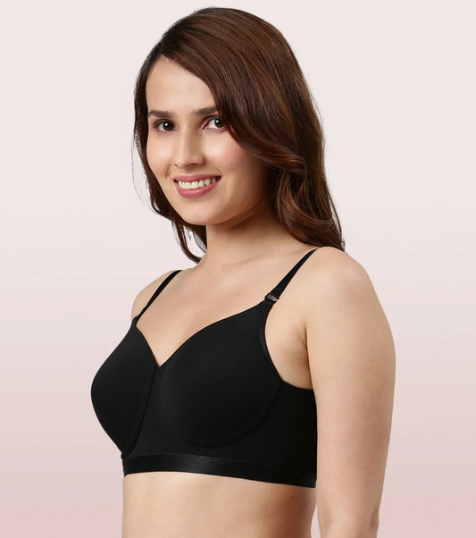 Enamor Padded Non Wired Cotton T-Shirt Bra|A165
