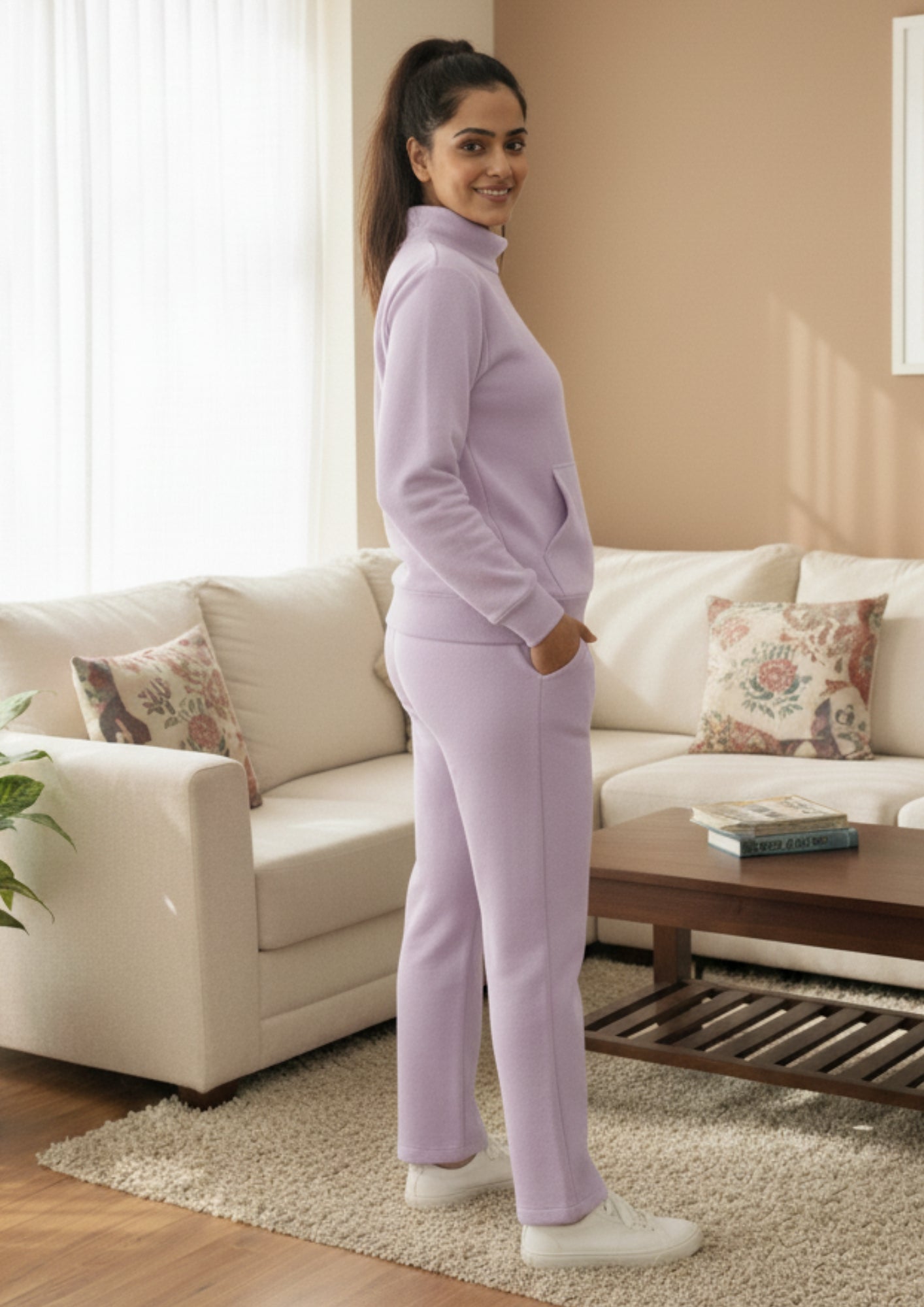 Fablush Women’s Full Sleeves PJ Set | Antipeeling Hi Neck Tracksuit Nightwear | FB34003