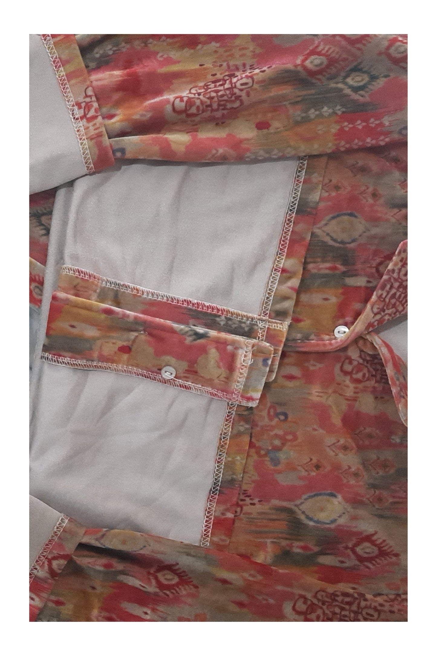 Fablush Women’s Front Open Full Sleeves Nightsuit | Soft Printed Velour Nightwear | FB37008