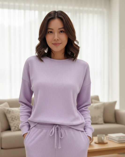 Fablush Women’s Athleisure Sweatshirt | Casual Wear | Waffle Knitt Cotton Rich | Fb615t