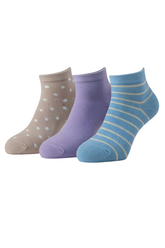 Fablush Women’s Ankle Socks | Pack of 3 | Half Terry Cotton | Mix Color | FBWSHT