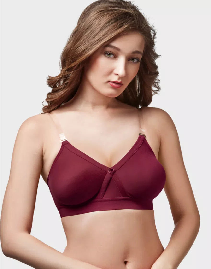 Trylo Women Non Padded Non Wired Seam Freedom Bra-2 | Alpa STP MAROON