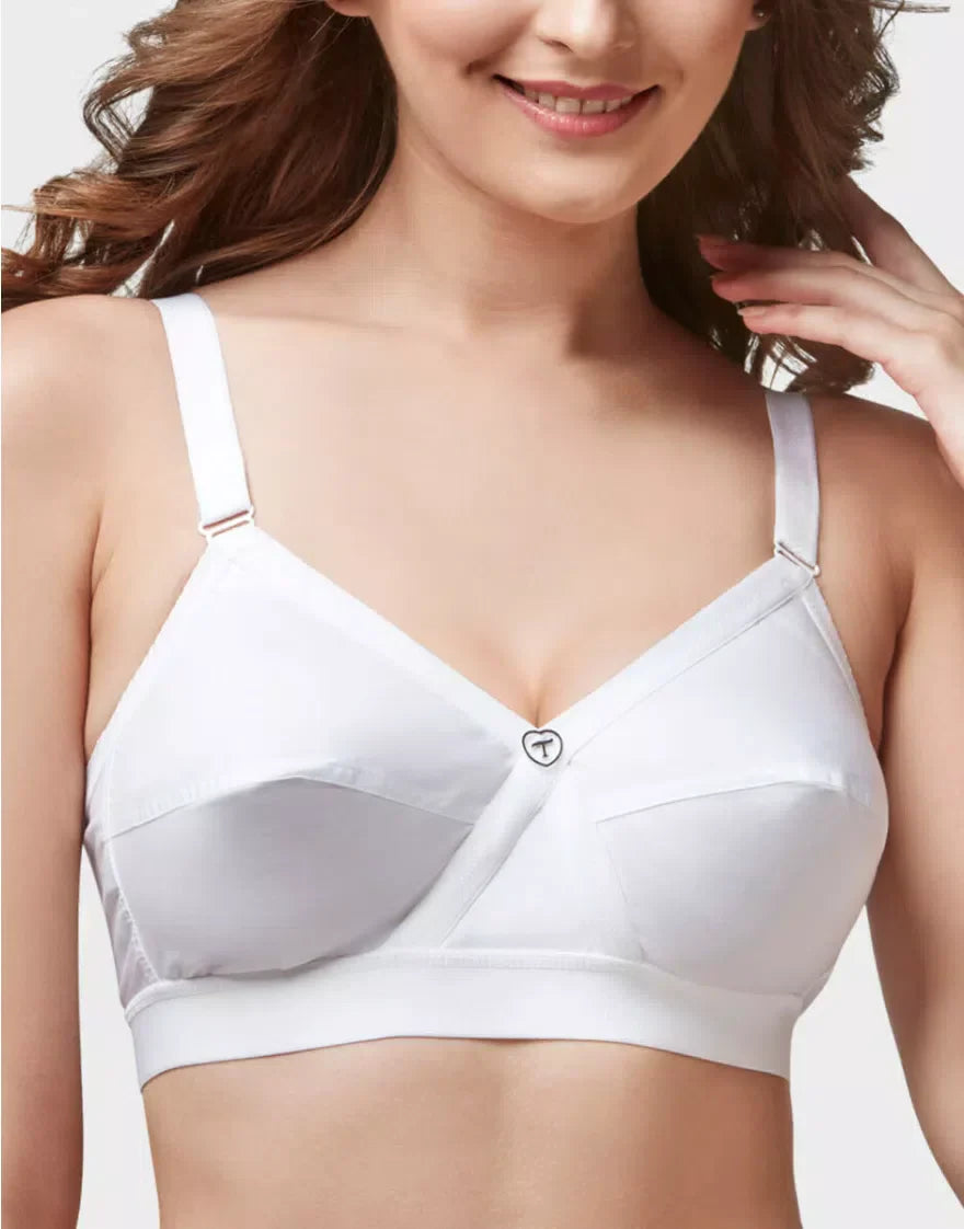 Trylo Krutika Plain Women’s Cotton Bra | Non-Padded Full Coverage | 100% Soft Cotton Comfort