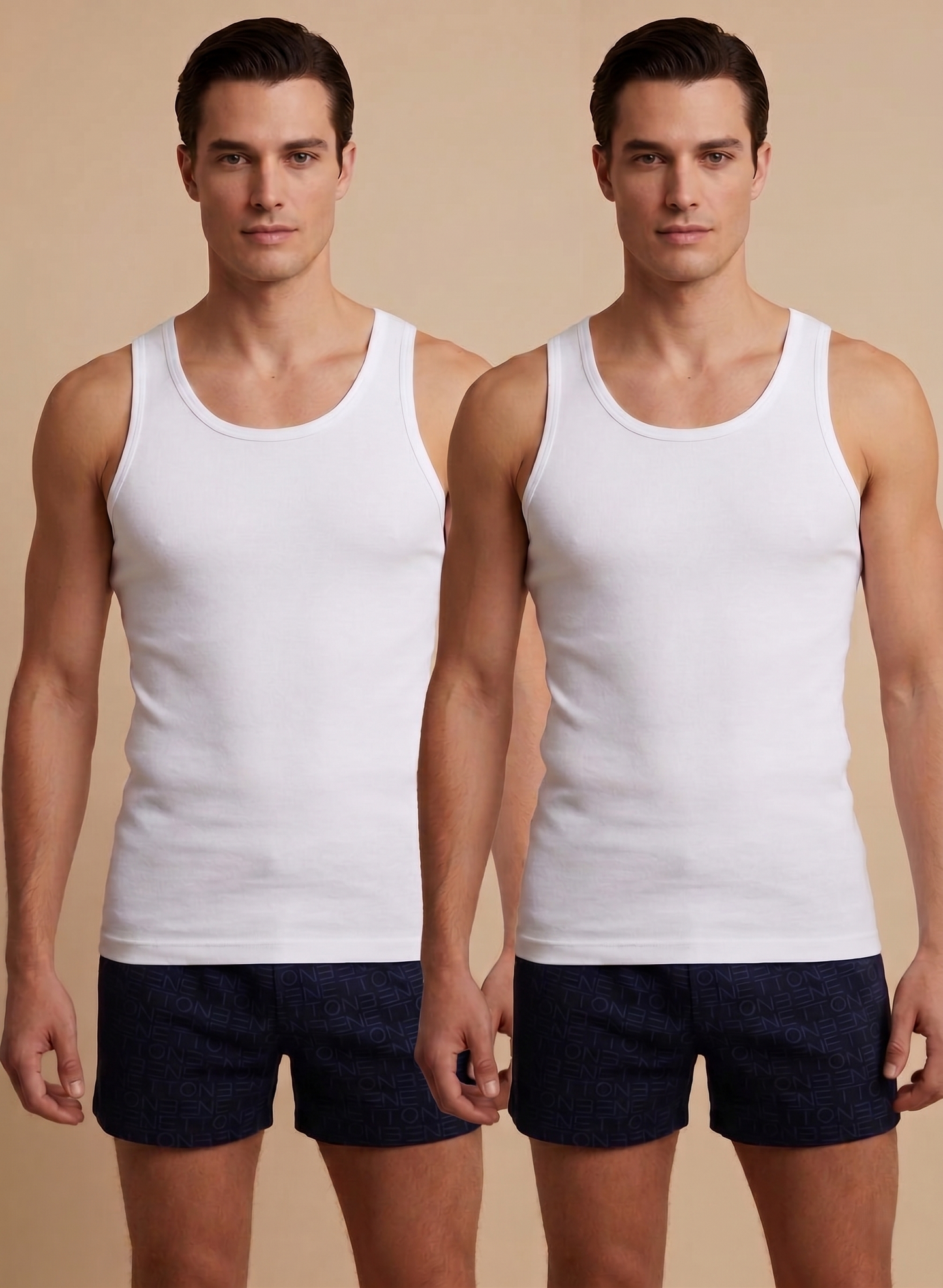 Benetton Men’s 100% Cotton Vest | Pack of 2 Vest | 01C3vest0a01i | Soft Breathable Innerwear White