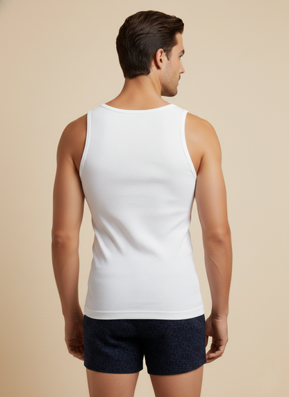 Benetton Men’s 100% Cotton Vest 01C3vest0a05i | Soft Breathable Sleeveless Innerwear