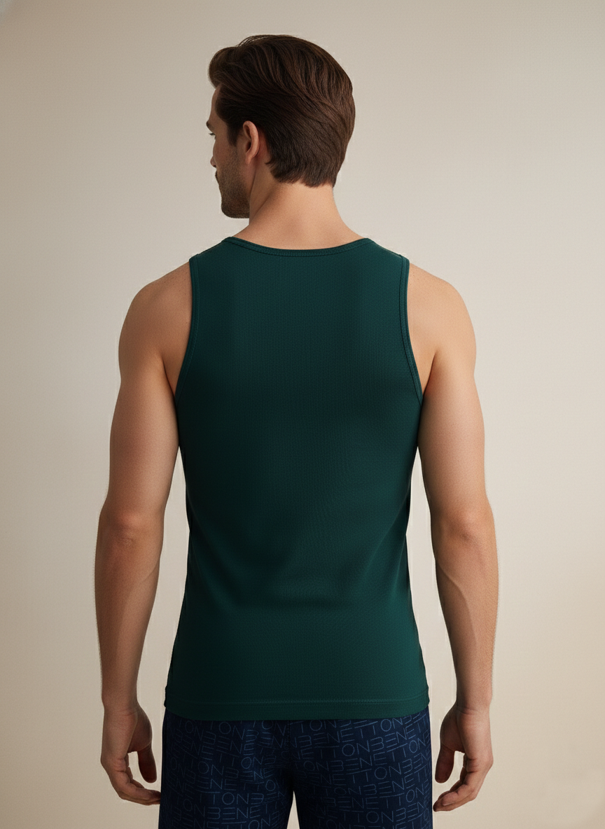Benetton Men’s 100% Cotton Vest 01C3vest0a05i | Soft Breathable Sleeveless Innerwear