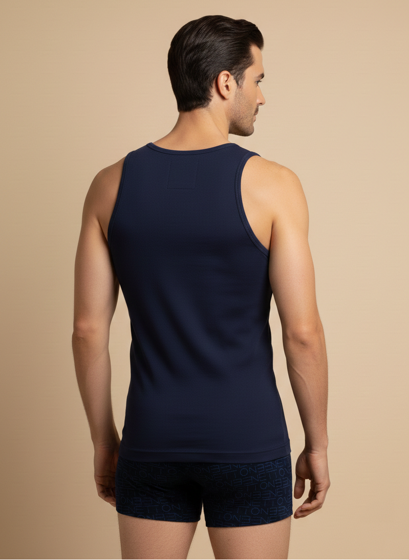 Benetton Men’s 100% Cotton Vest 01C3vest0a05i | Soft Breathable Sleeveless Innerwear