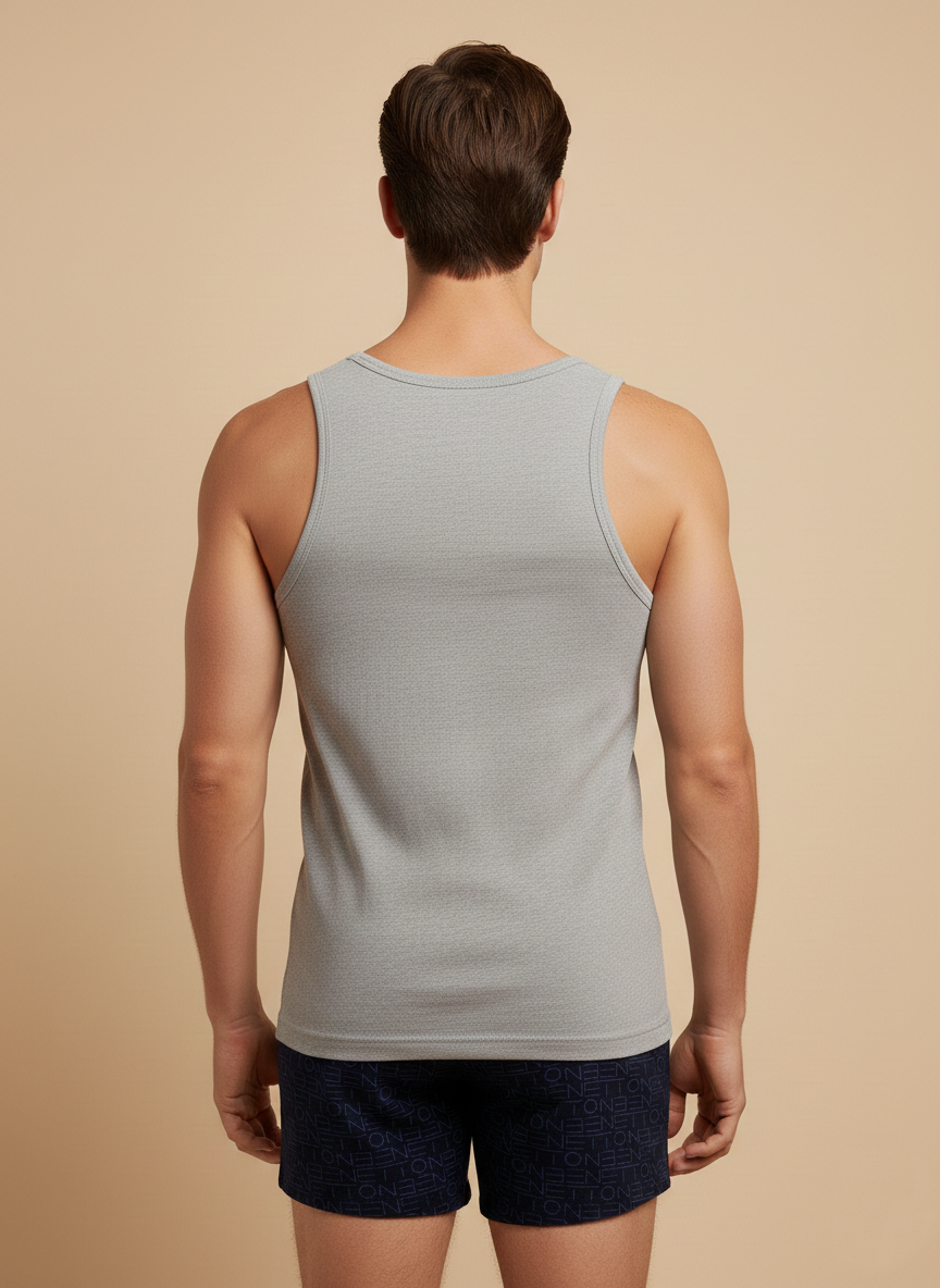 Benetton Men’s Supima Cotton Vest 01C3vest0a12i | Premium Soft Breathable Undershirt Grey Melange