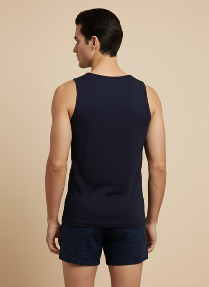 Benetton Men’s Supima Cotton Vest 01C3vest0a12i | Premium Soft Breathable Undershirt Navy