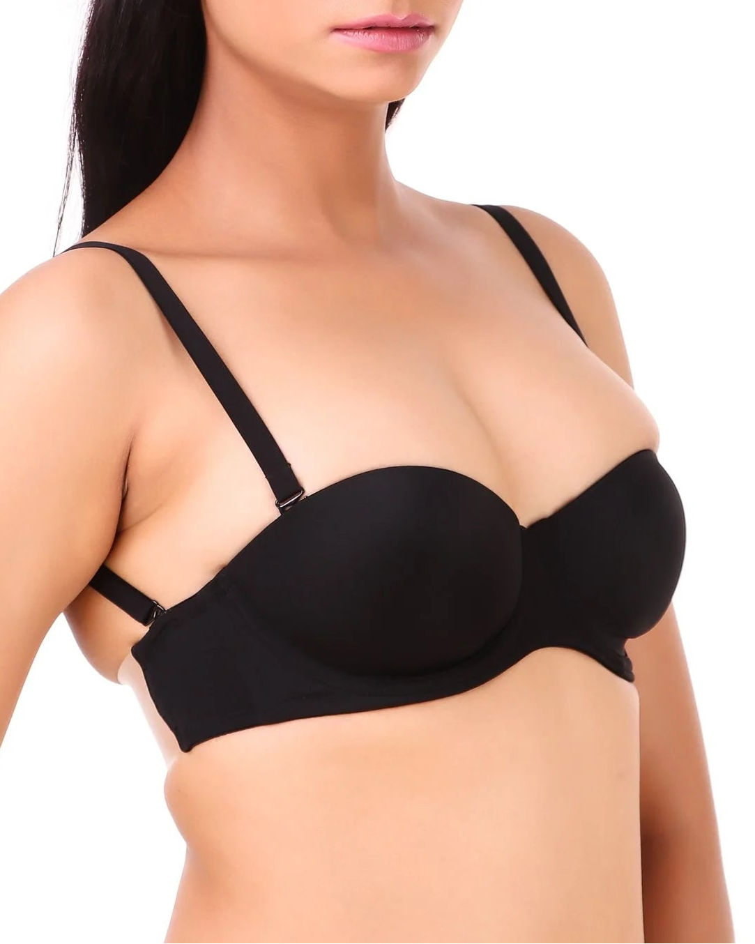 Triumph 122/483 Invisible Wired Half Padded Detachable Backless Party Bra for Strapless, Low-Back & Occasion Wear Black