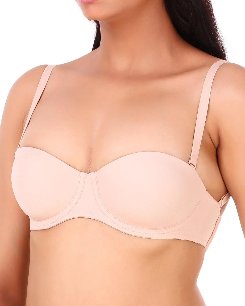 Triumph 122/483 Invisible Wired Half Padded Detachable Backless Party Bra for Strapless, Low-Back & Occasion Wear Neutral Beige