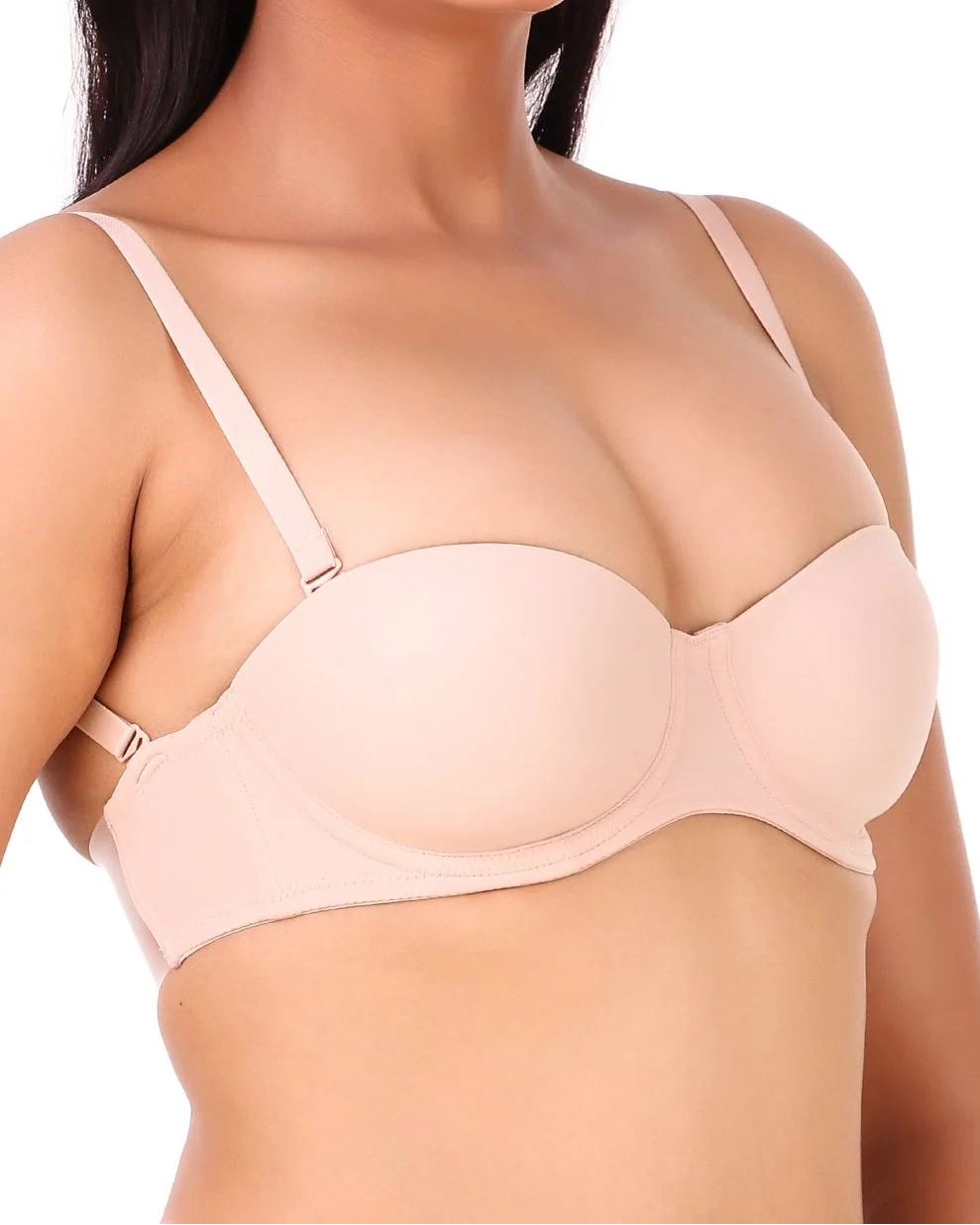 Triumph 122/483 Invisible Wired Half Padded Detachable Backless Party Bra for Strapless, Low-Back & Occasion Wear Neutral Beige
