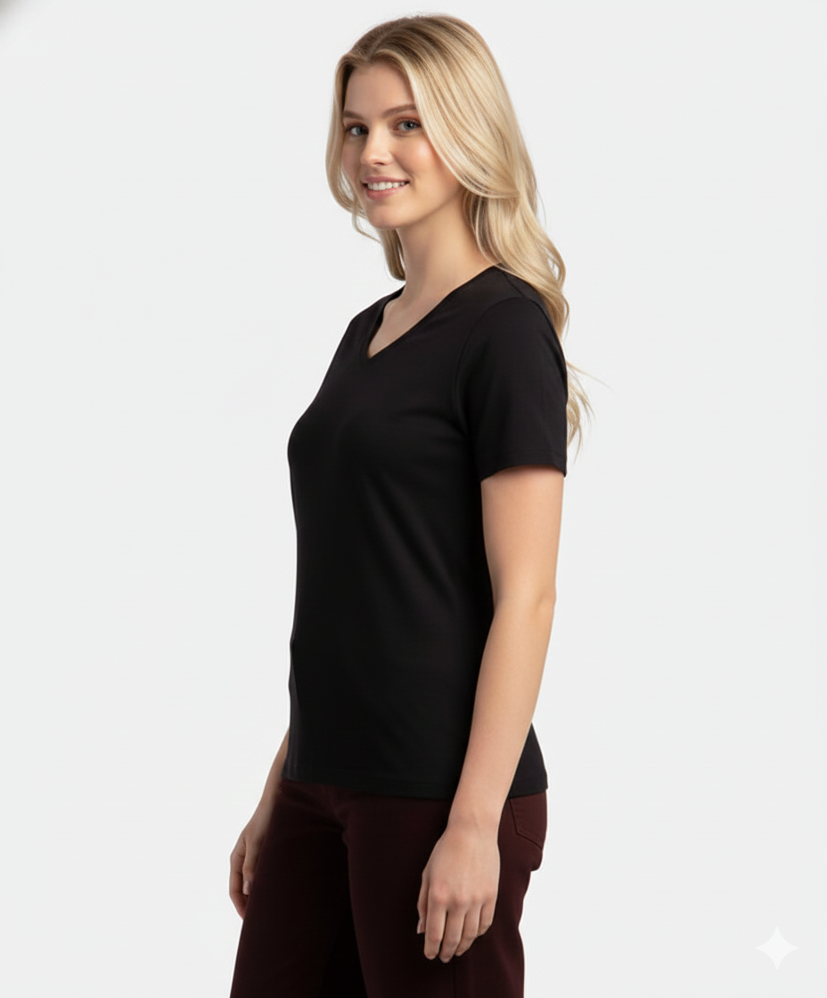 Jockey Women’s V-Neck Tee | Soft Cotton Athleisure T-Shirt | Everyday Comfort Wear | 1359