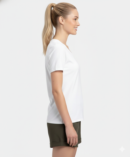 Jockey Women’s V-Neck Tee | Soft Cotton Athleisure T-Shirt | Everyday Comfort Wear | 1359