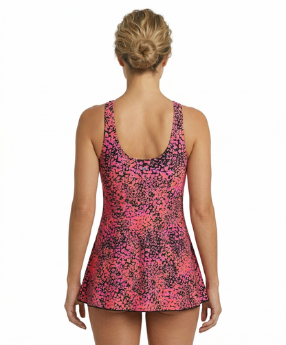 Lactra Women’s Printed Swimdress 212 | U-Back Boyleg Swimsuit | Padded Support Stretch Fit Pr00518