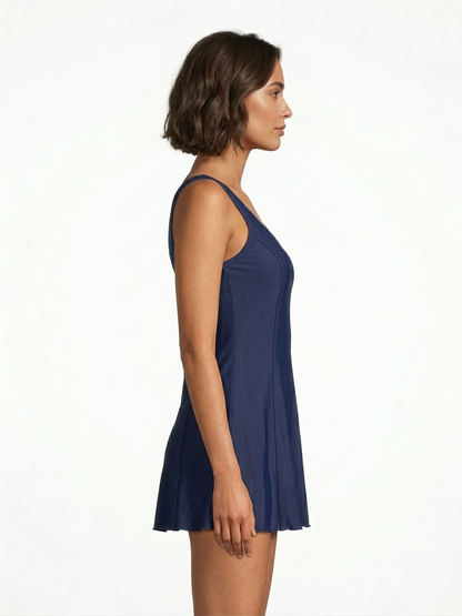 Lactra Women’s U-Back Swimdress 214 | Boyleg Coverage | Padded Support Stretch Swimwear Pl002
