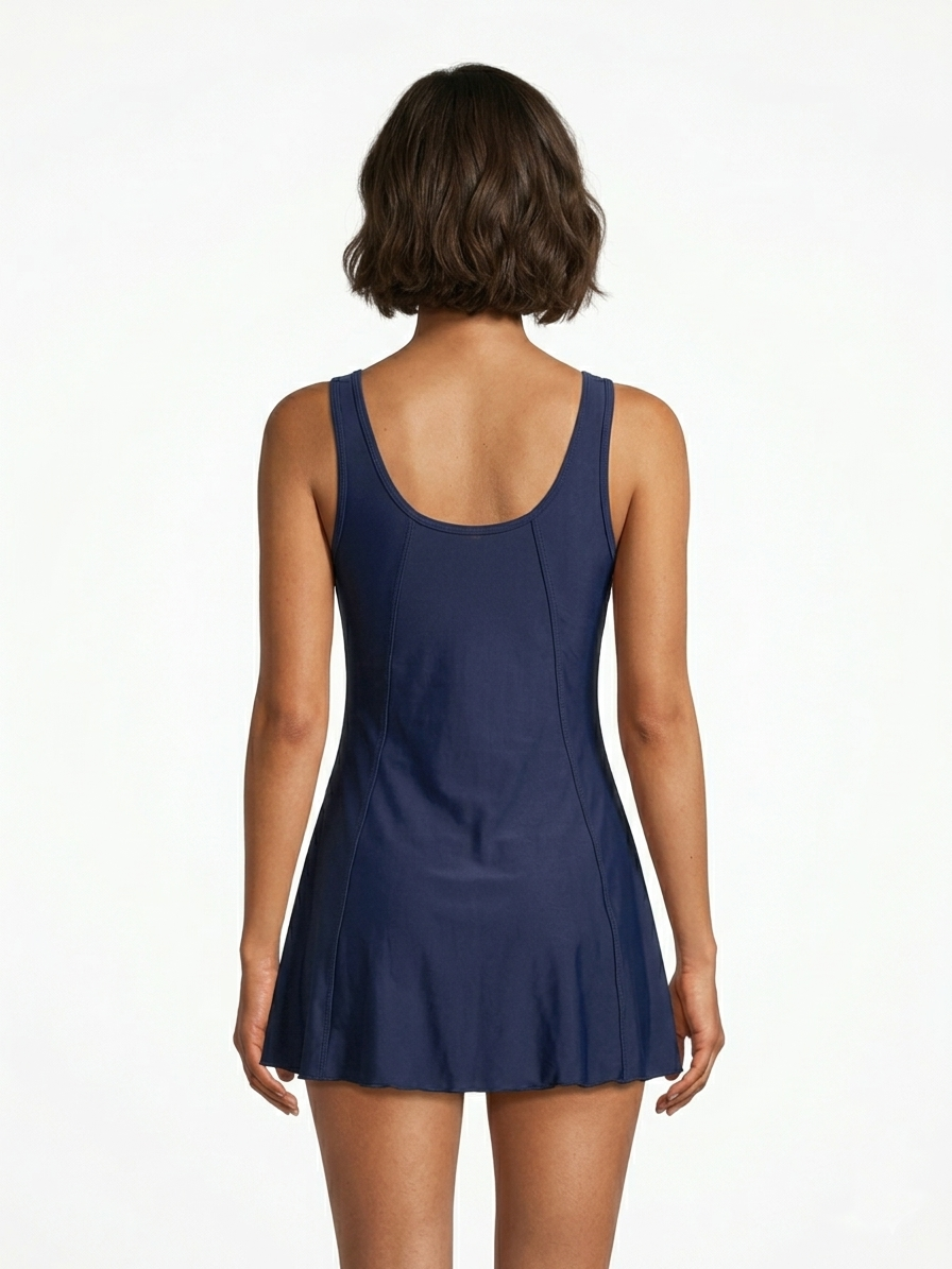Lactra Women’s U-Back Swimdress 214 | Boyleg Coverage | Padded Support Stretch Swimwear Pl002