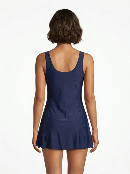 Lactra Women’s U-Back Swimdress 214 | Boyleg Coverage | Padded Support Stretch Swimwear Pl002
