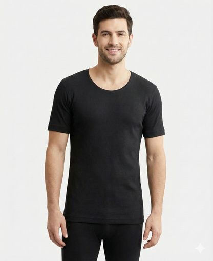 Jockey Men’s Thermal Round Neck Half Sleeves | Warm Cotton Rich Winter Innerwear | 2400