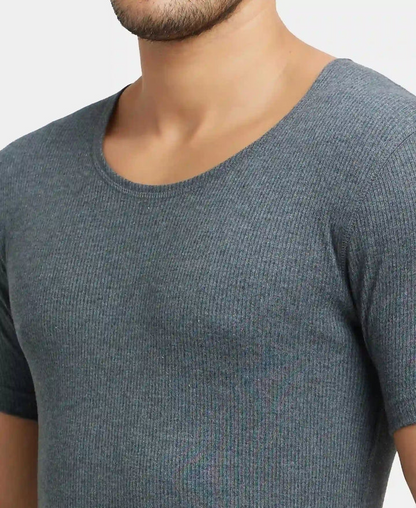 Jockey Men’s Thermal Round Neck Half Sleeves | Warm Cotton Rich Winter Innerwear | 2400