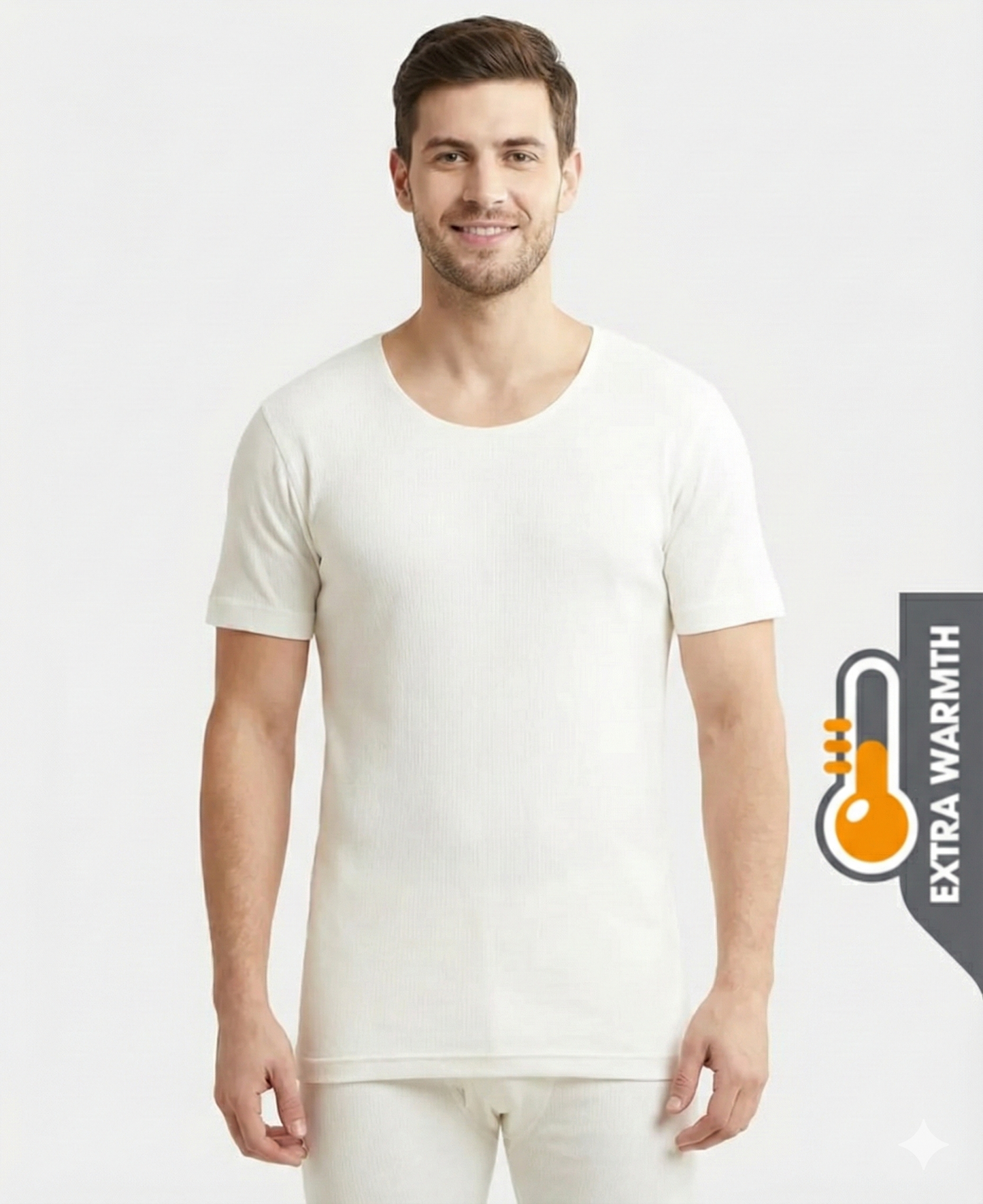 Jockey Men’s Thermal Round Neck Half Sleeves | Warm Cotton Rich Winter Innerwear | 2400