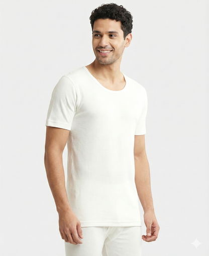 Jockey Men’s Thermal Round Neck Half Sleeves | Warm Cotton Rich Winter Innerwear | 2400