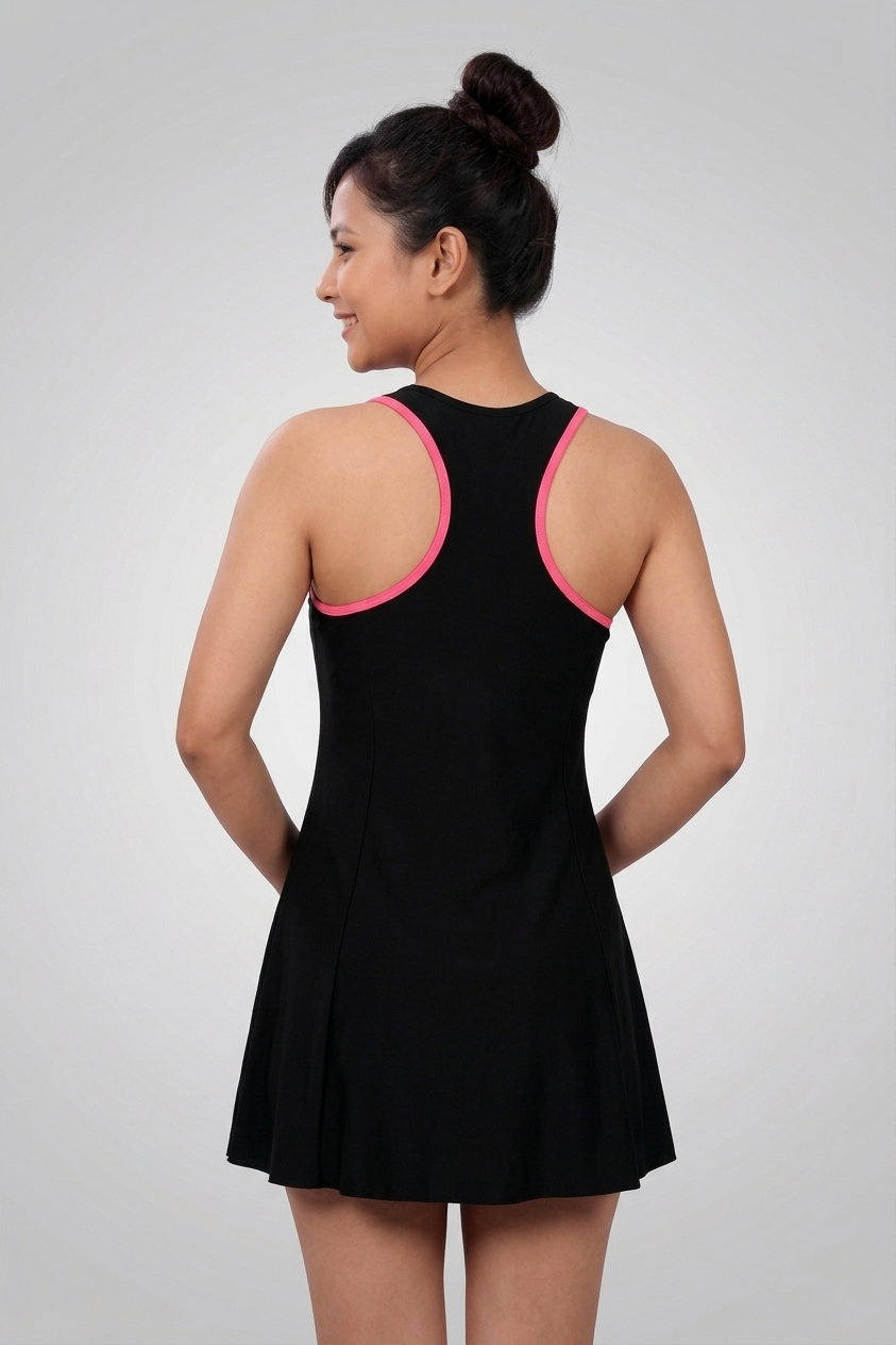 Lactra Women’s Racer Back Swimdress 243 | Boyleg Coverage | Padded Support Stretch Swimwear Pl001