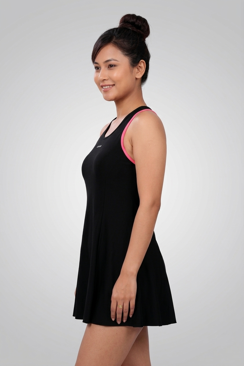 Lactra Women’s Racer Back Swimdress 243 | Boyleg Coverage | Padded Support Stretch Swimwear Pl001