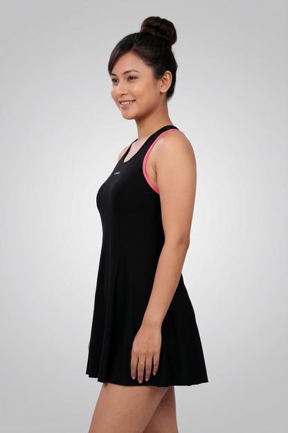 Lactra Women’s Racer Back Swimdress 243 | Boyleg Coverage | Padded Support Stretch Swimwear Pl001