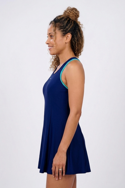 Lactra Women’s Racer Back Swimdress 243 | Boyleg Coverage | Padded Support Stretch Swimwear Pl001