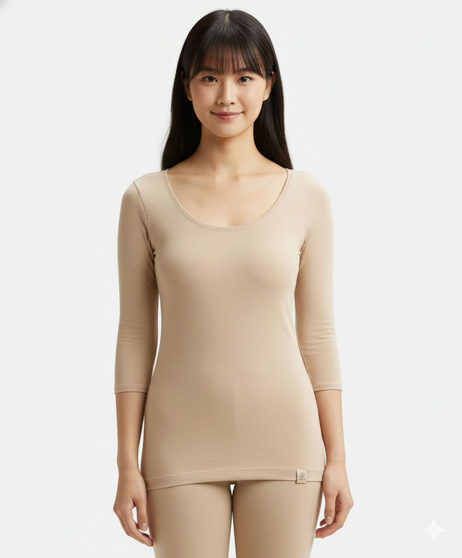Jockey Women’s Thermal Top with Sleeves | Warm Winter Innerwear | Soft Cotton Blend | 2511
